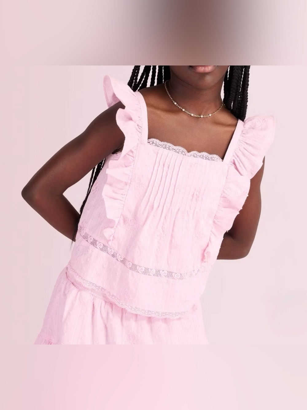 NWT LoveShackFancy for Target Rebecca Alouette Rose Embroidery Ruffle Tank Top 8